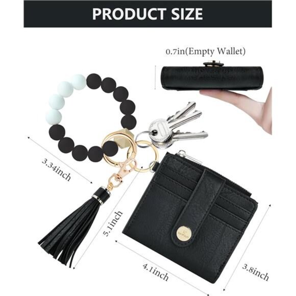 Small Wristlet Wallets for Women Keychain Wristlet Wallet RFID Blocking Key - Picture 2 of 7